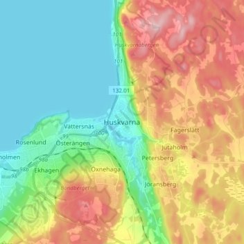 Huskvarna topographic map, elevation, terrain