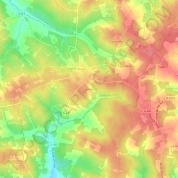 Laussac topographic map, elevation, terrain