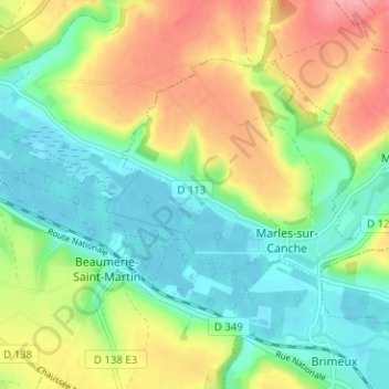 Le Petit Marles topographic map, elevation, terrain