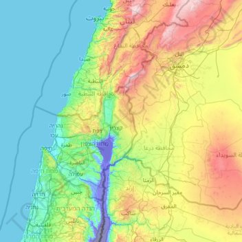 Golan Heights topographic map, elevation, terrain