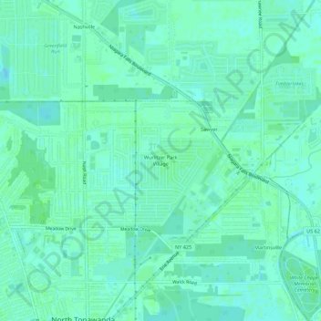 Wurlitzer Park Village topographic map, elevation, terrain