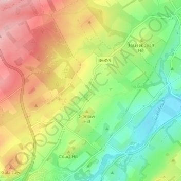 Clarilaw topographic map, elevation, terrain