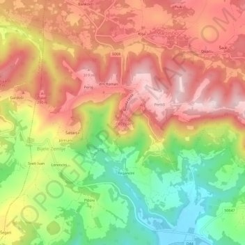 Grožnjan topographic map, elevation, terrain