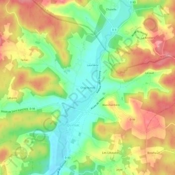 Chez Nanot topographic map, elevation, terrain