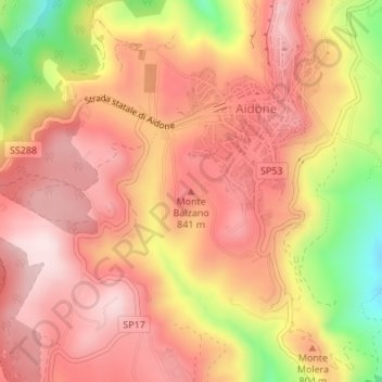 Monte Balzano topographic map, elevation, terrain