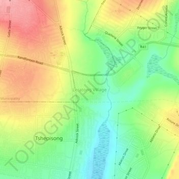 Leratong Village topographic map, elevation, terrain