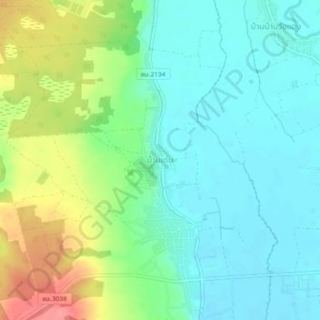 Ban Den topographic map, elevation, terrain