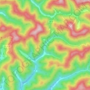 Cinderella topographic map, elevation, terrain