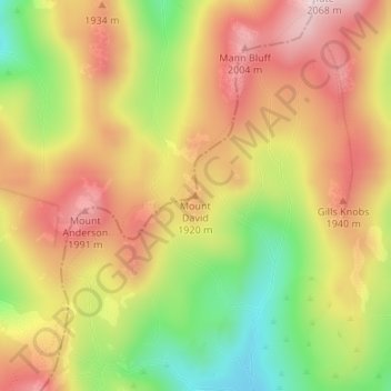 Mount David topographic map, elevation, terrain