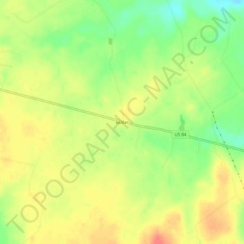 Butler topographic map, elevation, terrain