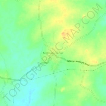 Melmalaiyanur topographic map, elevation, terrain