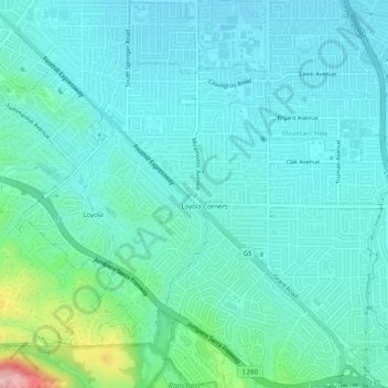 Loyola Corners topographic map, elevation, terrain