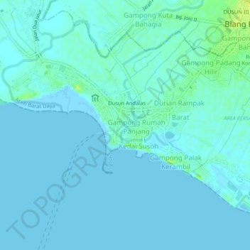 Dusun Bahagia topographic map, elevation, terrain