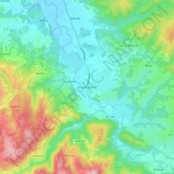 Kotor Varoš topographic map, elevation, terrain