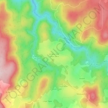 Le Vieux Dun topographic map, elevation, terrain