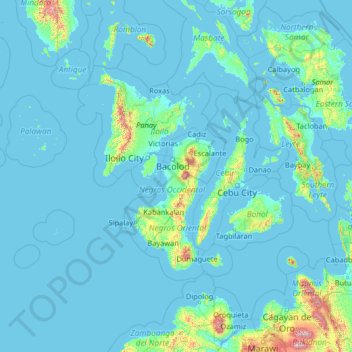 Negros Occidental topographic map, elevation, terrain