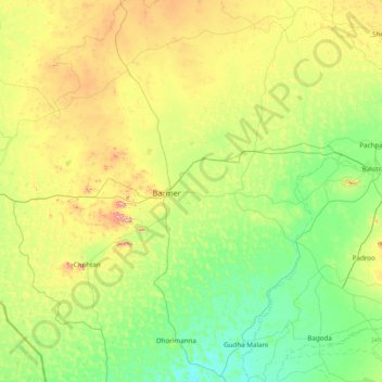 Bārmer topographic map, elevation, terrain