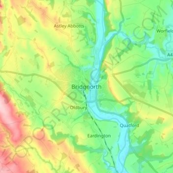 Bridgnorth topographic map, elevation, terrain