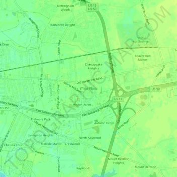 White Plains topographic map, elevation, terrain