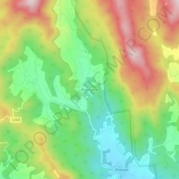 Ban Pang Yang topographic map, elevation, terrain