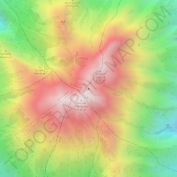 Mount Merbabu topographic map, elevation, terrain