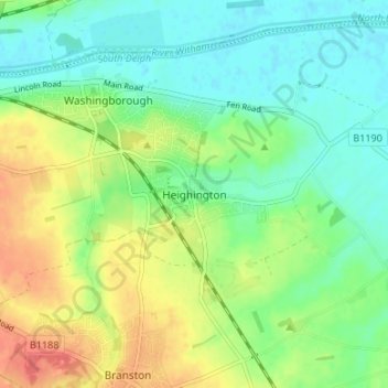 Heighington topographic map, elevation, terrain