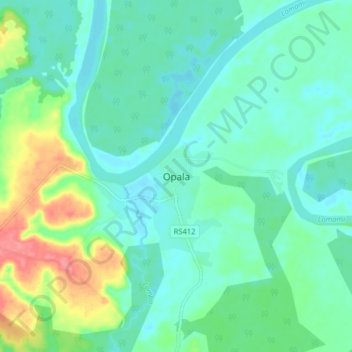 Opala topographic map, elevation, terrain