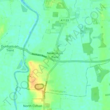 Newton on Trent topographic map, elevation, terrain
