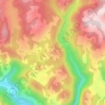 Dealu Frumos topographic map, elevation, terrain