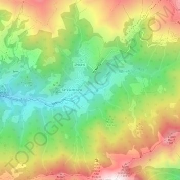 Bondegno topographic map, elevation, terrain