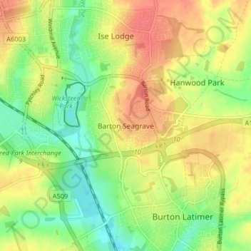 Barton Seagrave topographic map, elevation, terrain