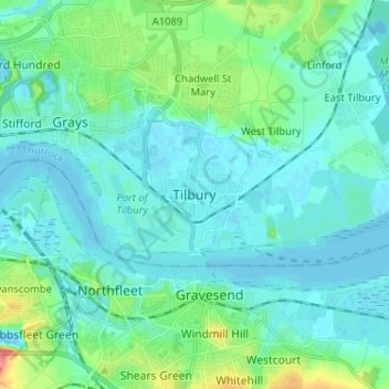 Tilbury topographic map, elevation, terrain