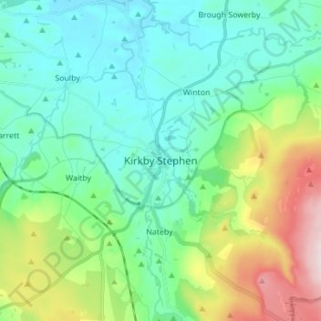 Kirkby Stephen topographic map, elevation, terrain