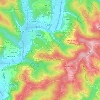 Le Maine topographic map, elevation, terrain