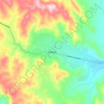 Yabelo topographic map, elevation, terrain
