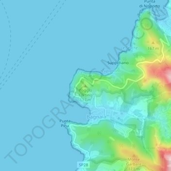 Poggio Fortino topographic map, elevation, terrain