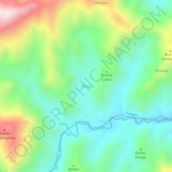 Peta topographic map, elevation, terrain