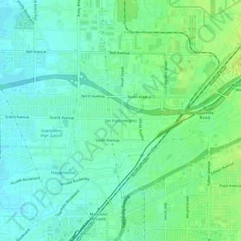 Del Paso Heights topographic map, elevation, terrain