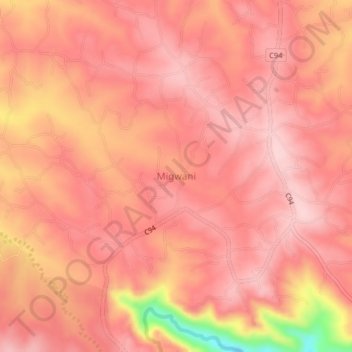 Migwani topographic map, elevation, terrain