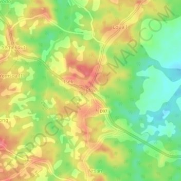Efok topographic map, elevation, terrain