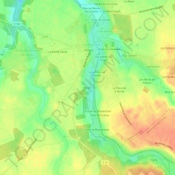 Rivière topographic map, elevation, terrain