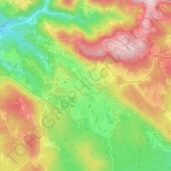 Godovič topographic map, elevation, terrain