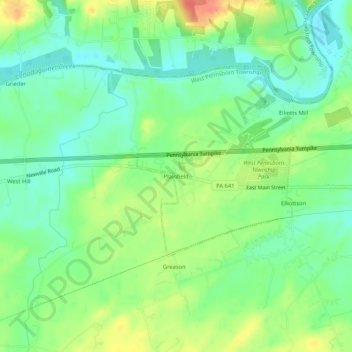 Plainfield topographic map, elevation, terrain