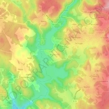 Puy Nachet topographic map, elevation, terrain