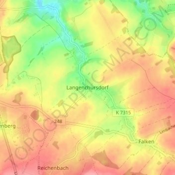 Langenchursdorf topographic map, elevation, terrain
