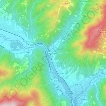 Val Fegana topographic map, elevation, terrain