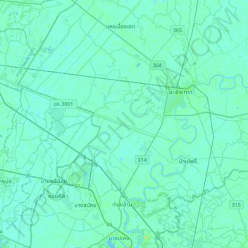 Theppharat topographic map, elevation, terrain