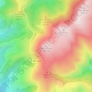Gorramendi topographic map, elevation, terrain