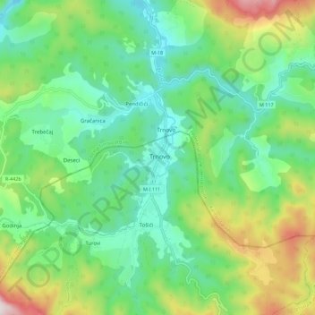Trnovo topographic map, elevation, terrain