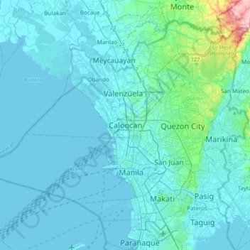 Caloocan topographic map, elevation, terrain